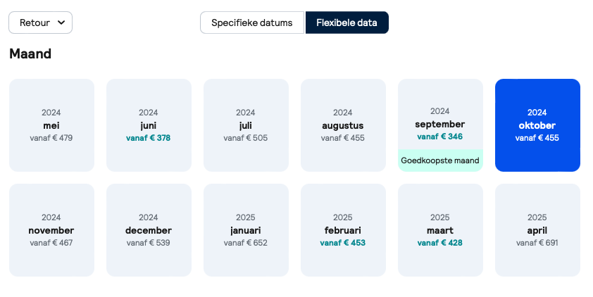 Goedkope vliegtickets - Flexibele data