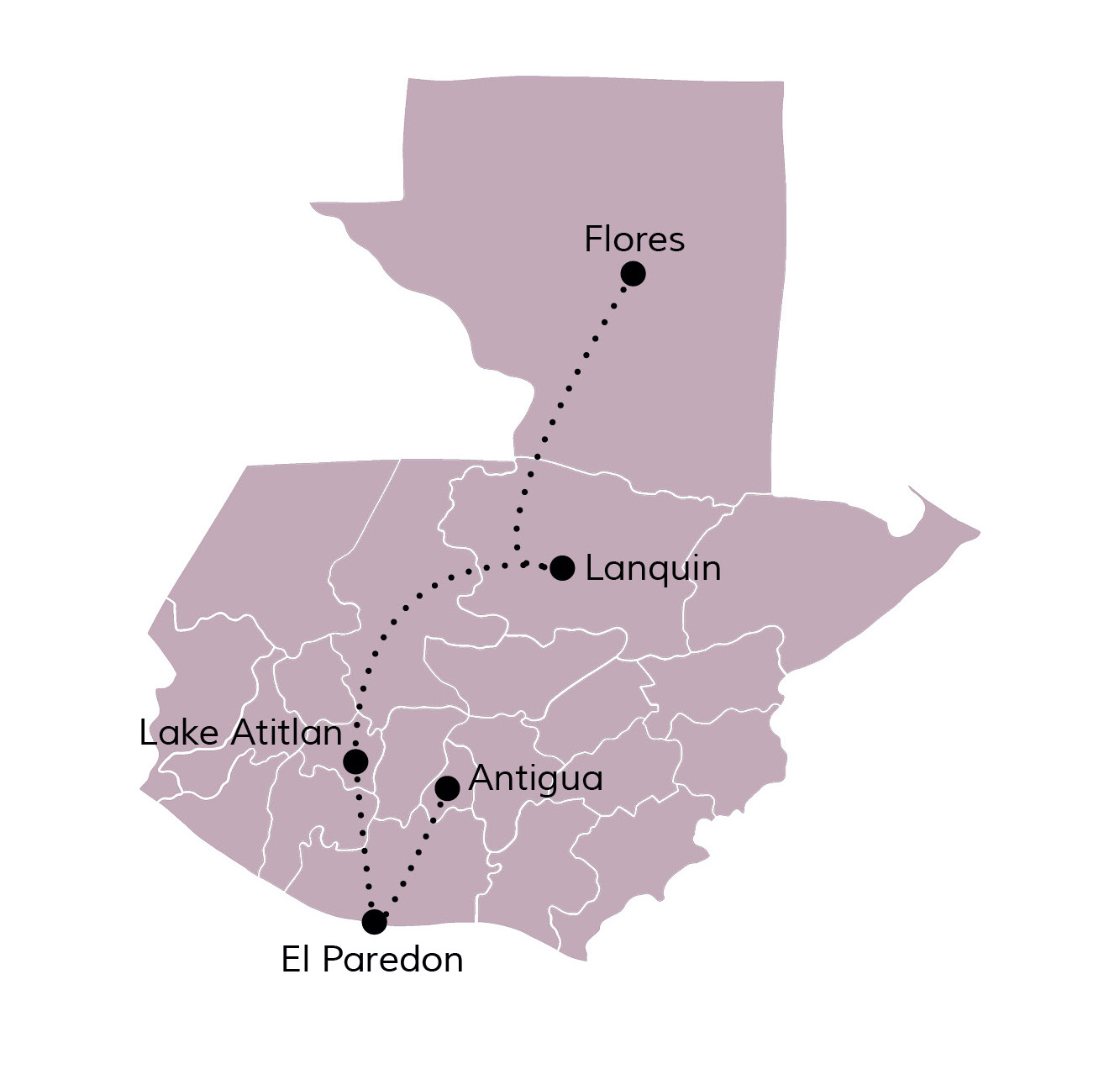 Reisroute Guatemala