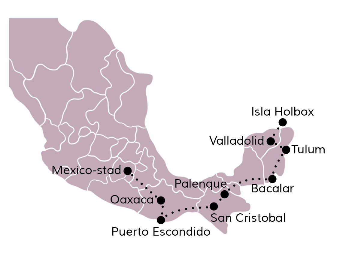 Reisroute Mexico 3 weken backpack route